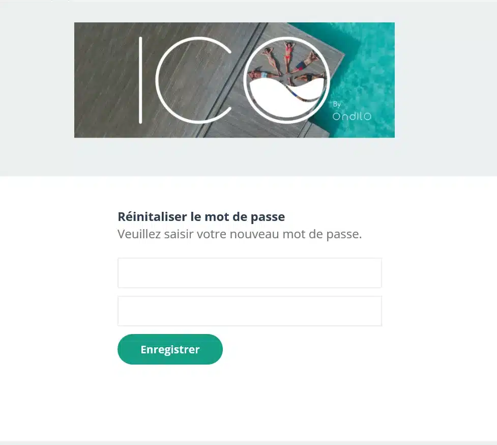 application ICO saisie nouveau mot de passe