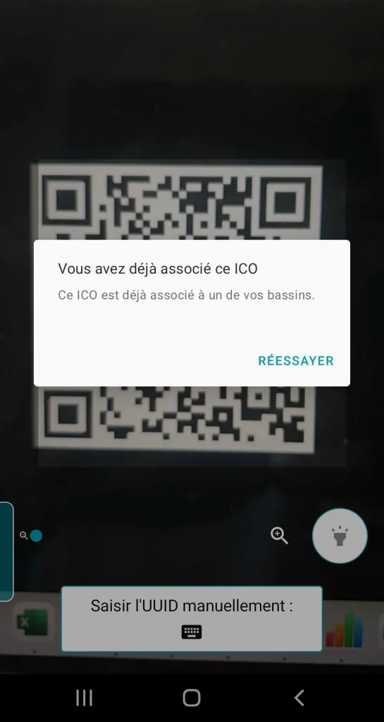 message erreur ICO deja associé. application ico