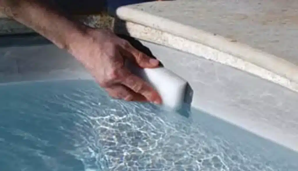  traces and scale deposits in pools and spas. hard water 