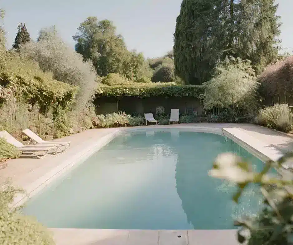 Photo illustration outdoor pool milky, cloudy water