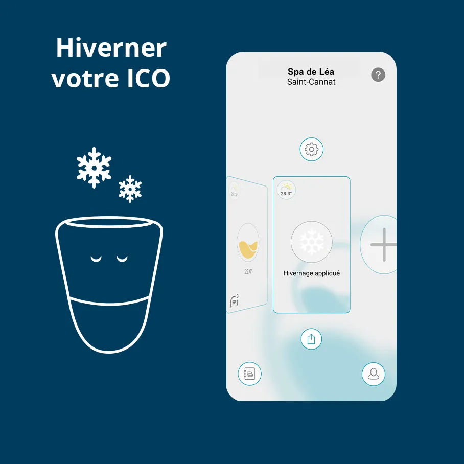 si vous hivernez votre spa , il est également nécessaire d'hiverner votre sonde connectée ICO Spa . suivre la procédure sur ondilo.com dans la rubrique  assistance 