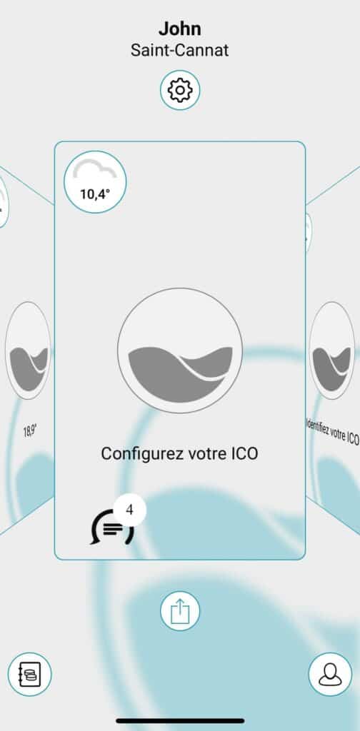 application ICO écran de configuration de votre appareil ICO 