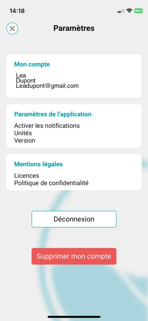 Paramètres compte Application icoActiver les notification 