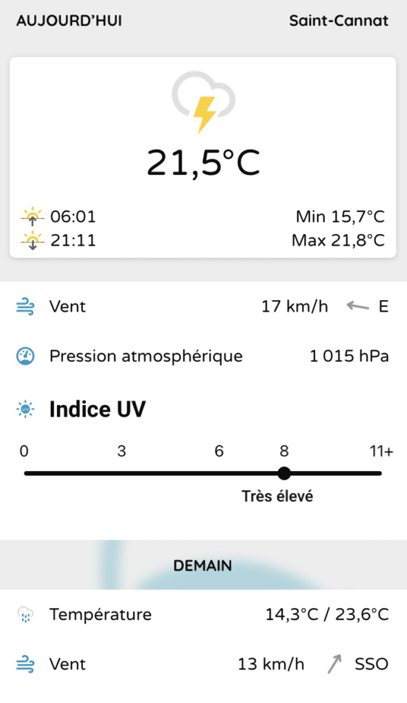 Les fonctionnalités de l'application ICO- météo