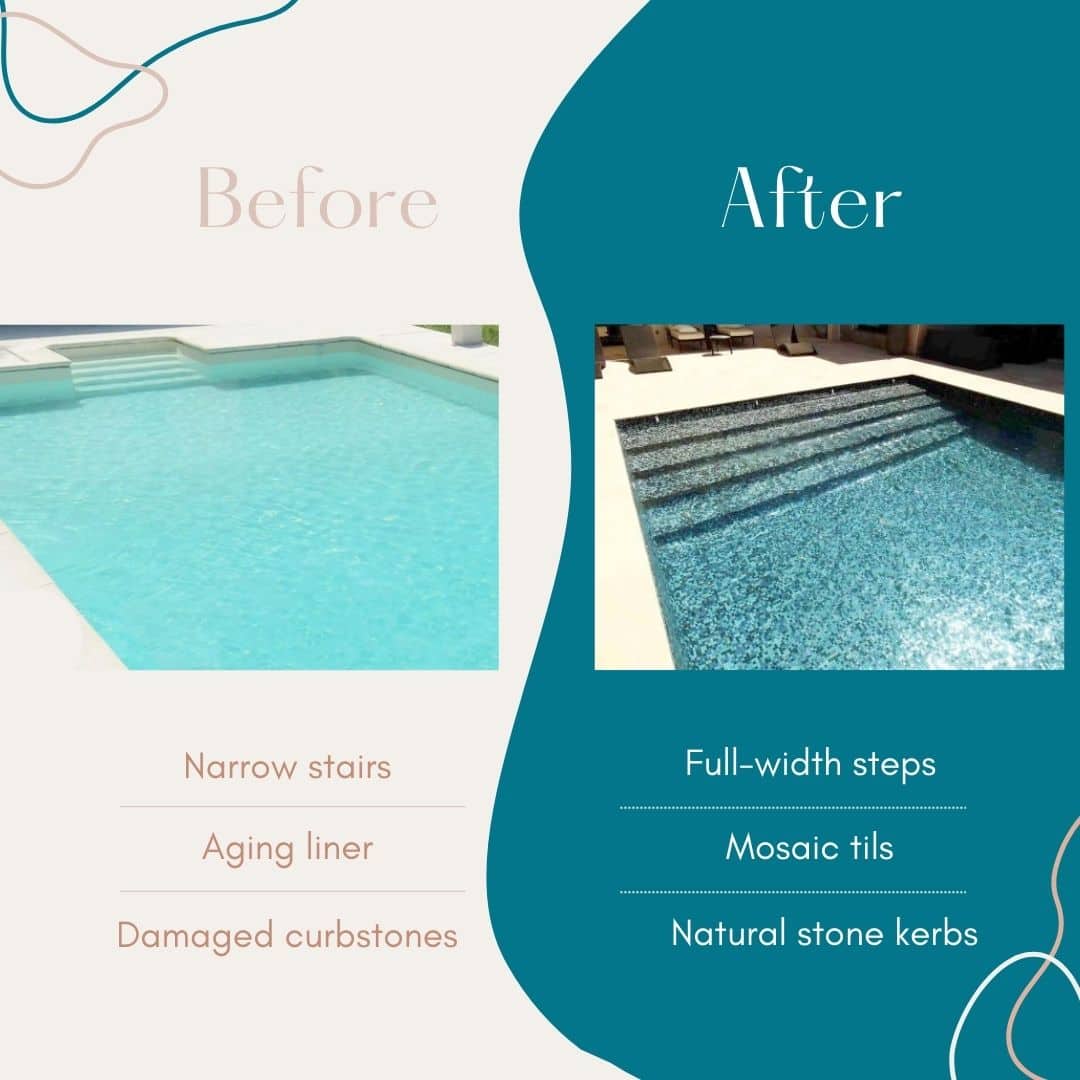 images before / after of a pool renovation 