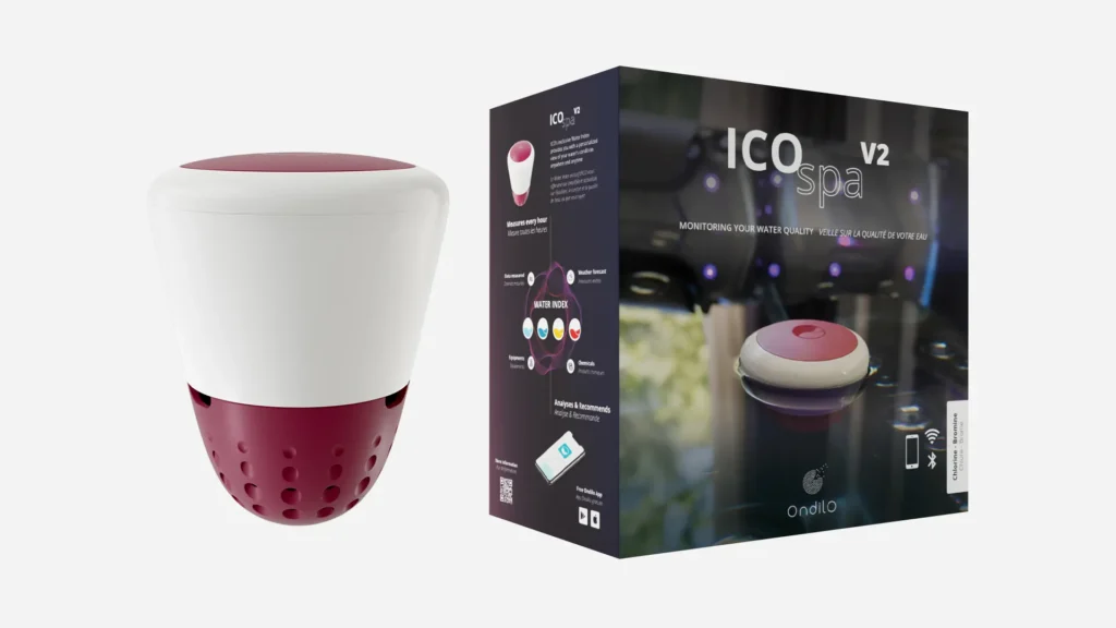 Packaging d'ICO Spa V2 version chlore brome ainsi que le design d'ICO Spa V2