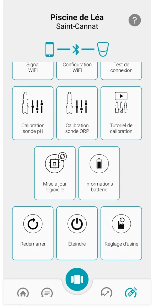 écran de l'application ICO page télécommande de l'appareil ICO