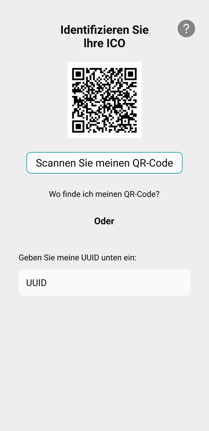 ICO-App Scannen Sie den qr-Code, um Ihr Gerät mit Ihrem Smartphone zu verknüpfen. 