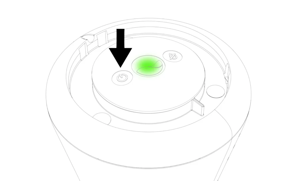 Schéma qui montre l'emplacement sur ICO du bouton allumer afin de démarrer ICO