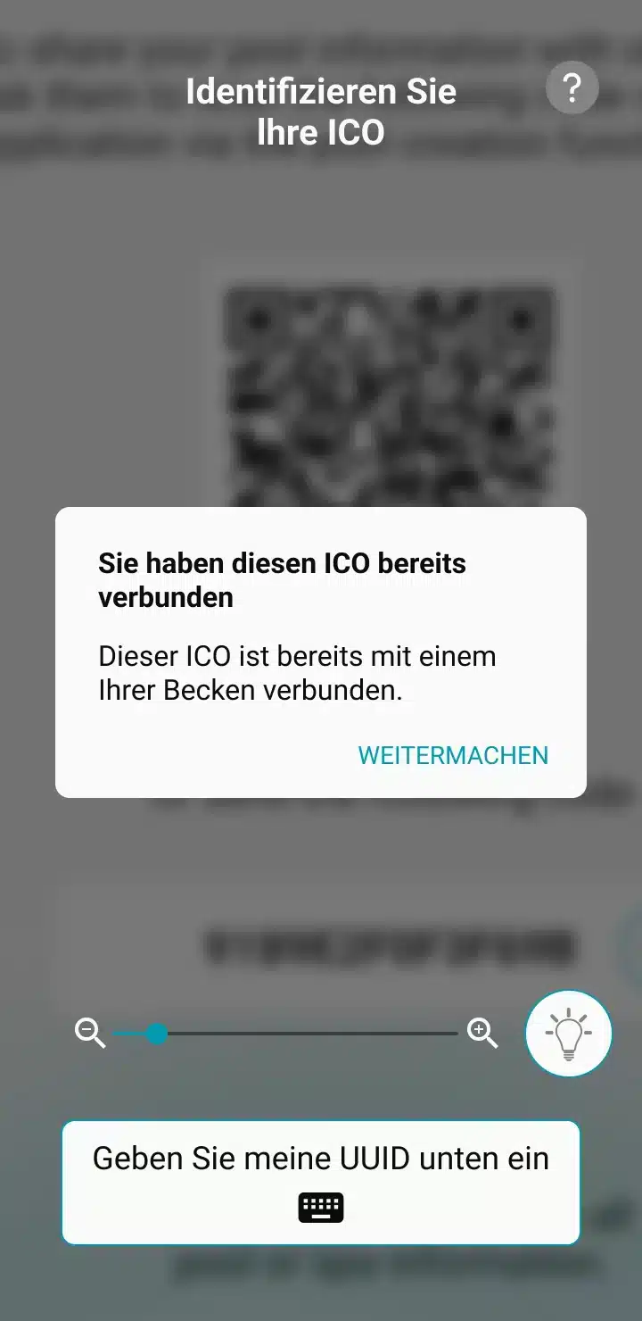 Foto, das die Fehlermeldung "ICO ist bereits verknüpft“ zeigt