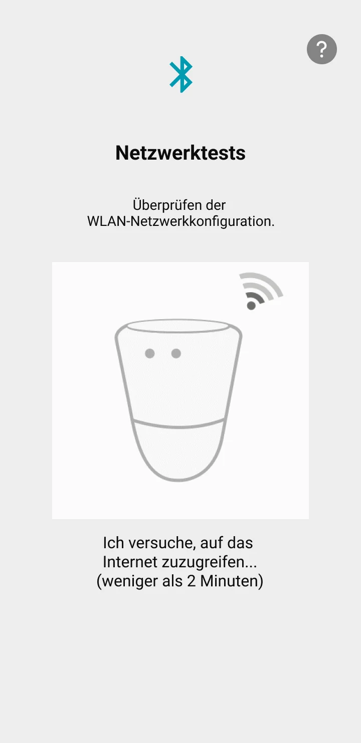 Visuelle Darstellung der Anwendung, die die Seite zur Überprüfung der Konfiguration des Wifi-Netzwerks ico zeigt