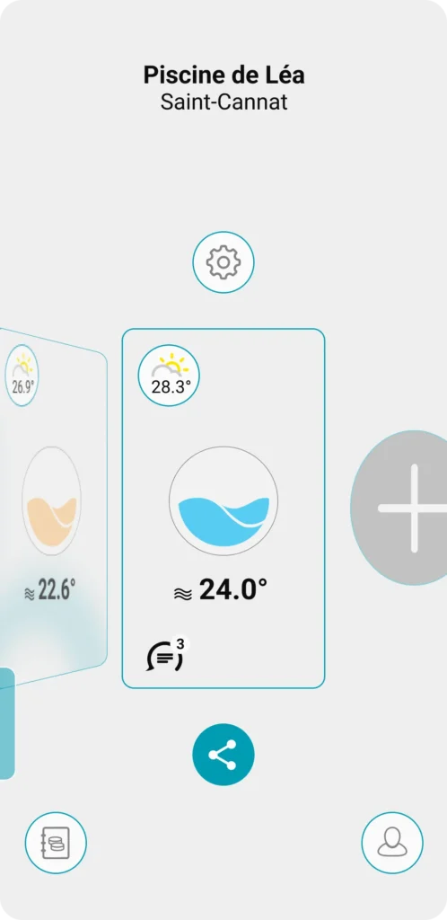 Visuel qui montre l'interface multi bassins et partage avec la possibilité de gérer plusieurs bassins