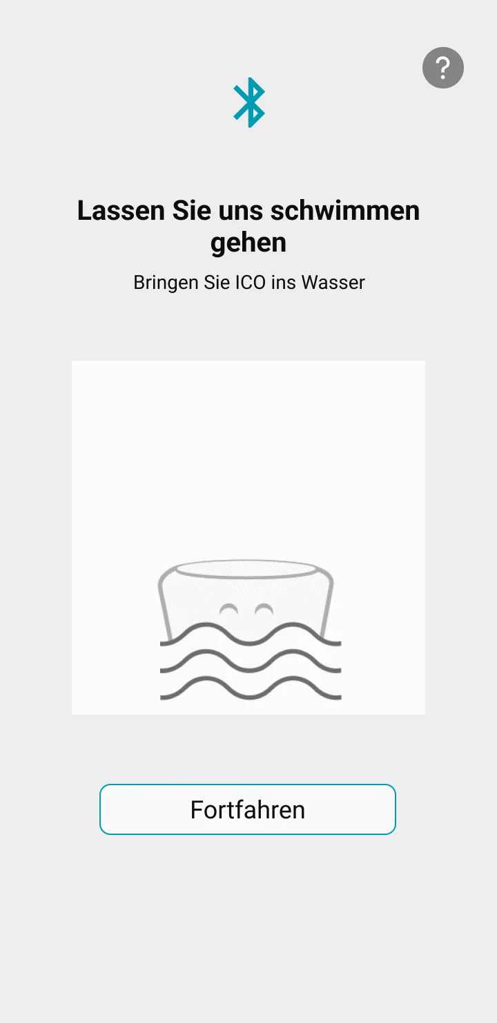 Visualisierung der Anwendung, die anzeigt, dass schwarze Kappen von Sensoren entfernt werden müssen, um ICO in Wasser zu setzen