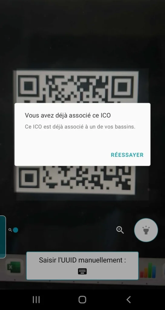 Photo qui montre le message d'erreur "ICO est déjà associé"