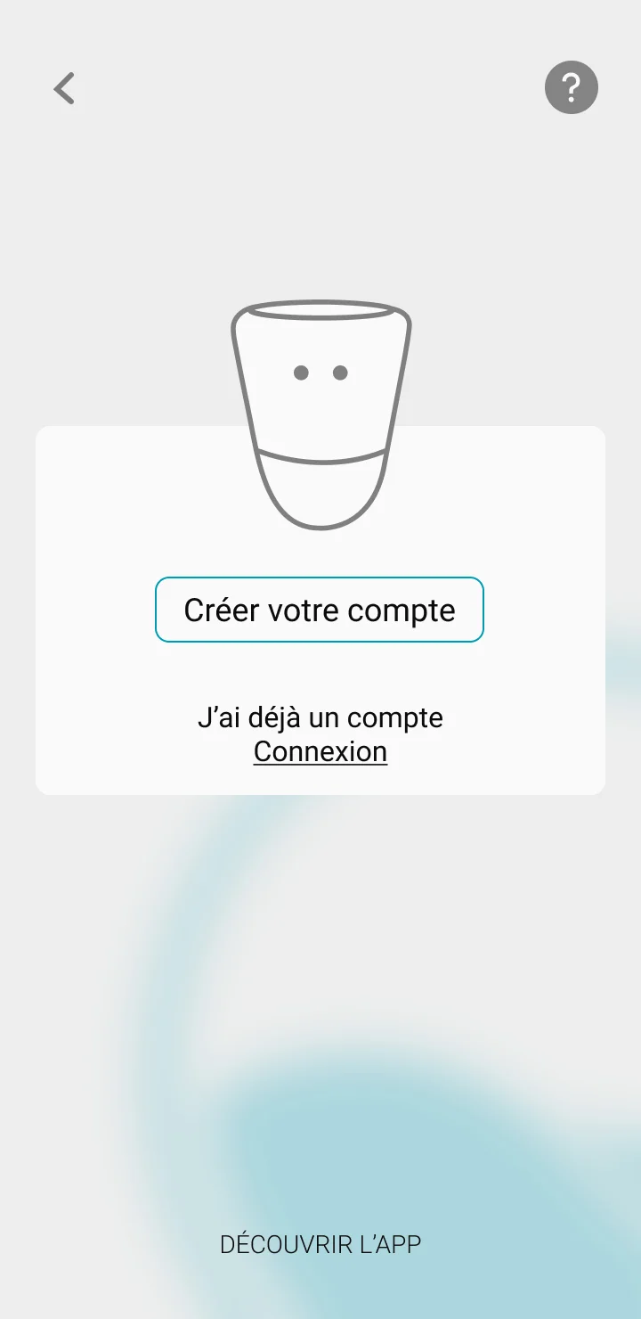 Image de l'application qui montre l'étape de la création de compte