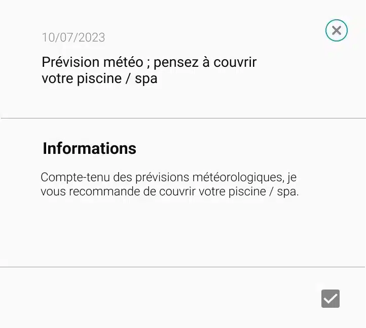 Visuel de l'application ICO qui montre la prévision météo avec les informations complémentaires