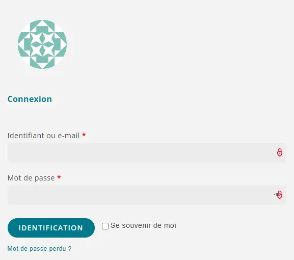 Image du site web qui montre l'onglet de connexion ainsi que la partie mot de passe perdu