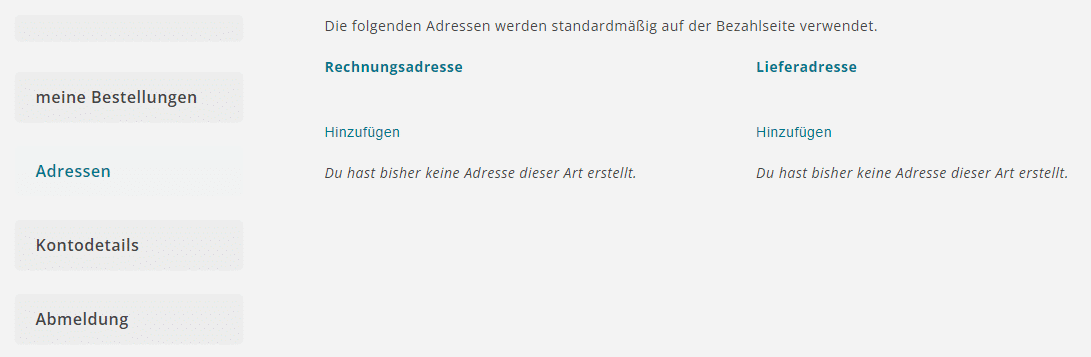 Image du site web qui montre l'adresse de facturation ainsi que l'adresse de livraison