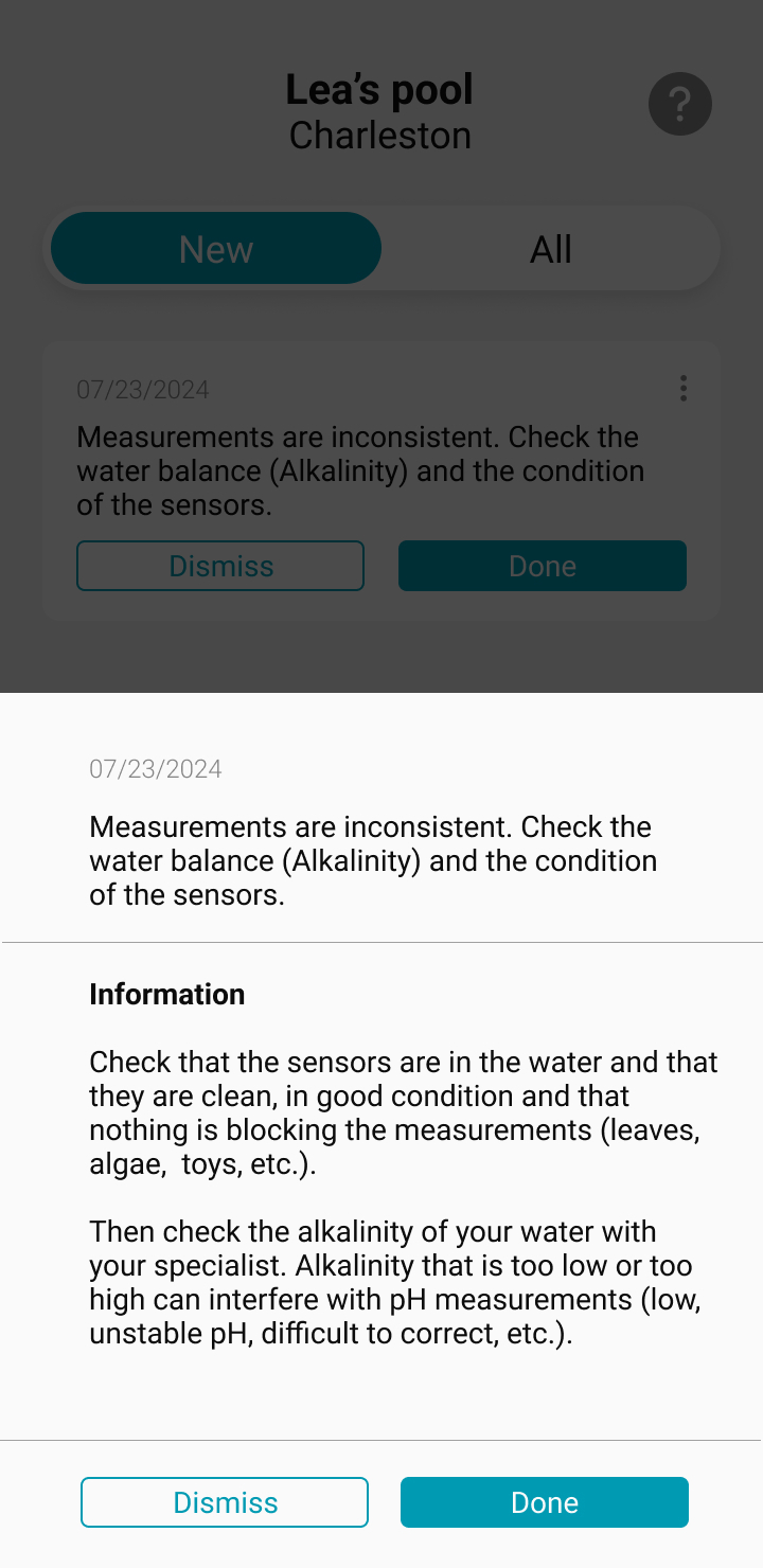 Image of the recommendation that appears in the ICO application when measurements are inconsistent. 